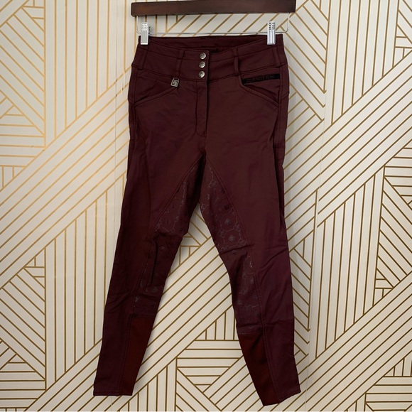 Romfh Isabella Full Grip Silicone Full Seat Horse Riding Breeches Burgundy - Picture 1 of 9